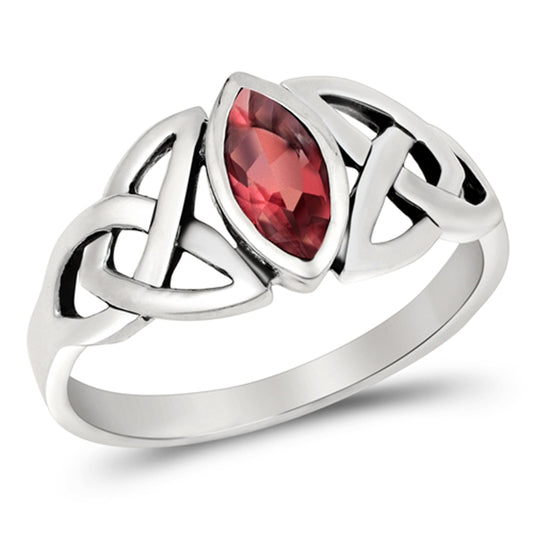 Women's Celtic Weave Ruby CZ Cute Ring New .925 Sterling Silver Band Sizes 5-10