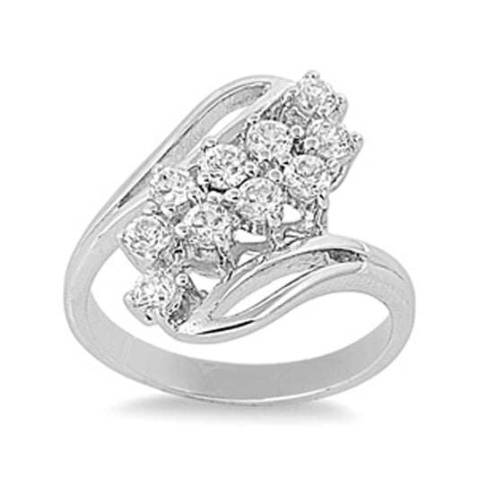 White CZ Polished Unique Elegant Ring New .925 Sterling Silver Band Sizes 5-9
