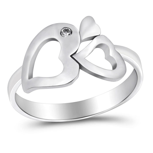 White CZ Heart Cutout Cute Unique Ring New .925 Sterling Silver Band Sizes 5-9