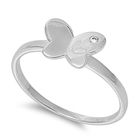White CZ Simple Butterfly Animal Cute Ring .925 Sterling Silver Band Sizes 4-9