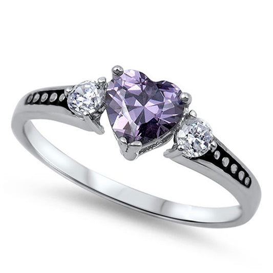 Women's Amethyst CZ Beautiful Ring New .925 Sterling Silver Band Sizes 2-13