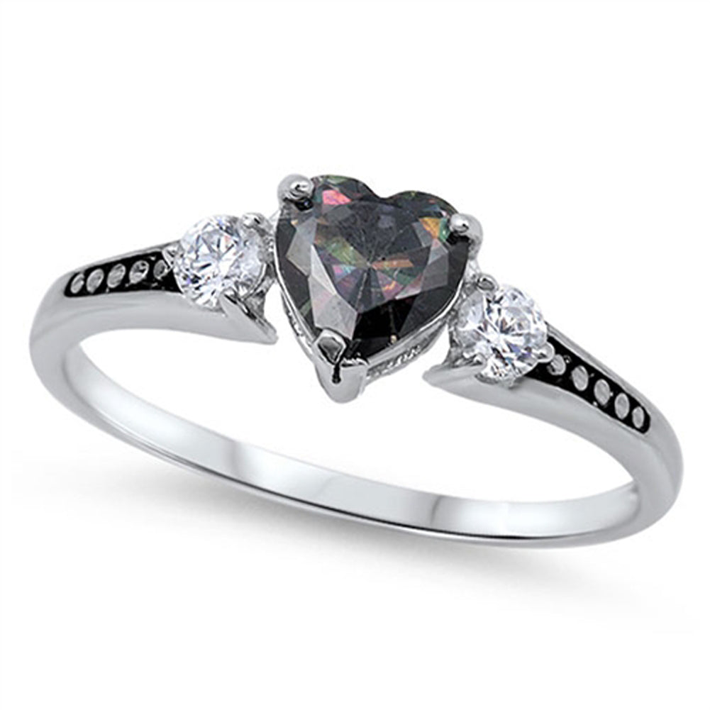 Women's Rainbow Topaz CZ Promise Ring New .925 Sterling Silver Band Sizes 2-13