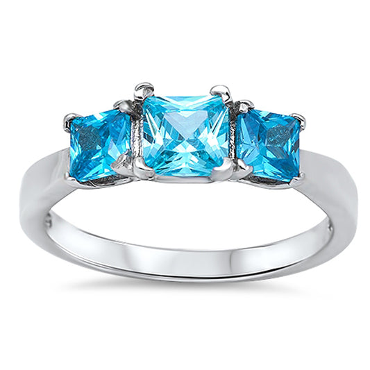 Women's Square Aquamarine CZ Wholesale Ring .925 Sterling Silver Band Sizes 4-12