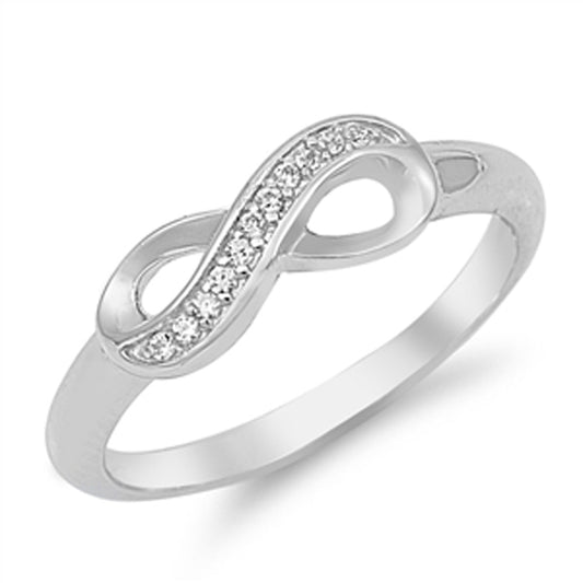 White CZ Infinity Polished Simple Ring 925 Sterling Silver Thumb Band Sizes 5-10