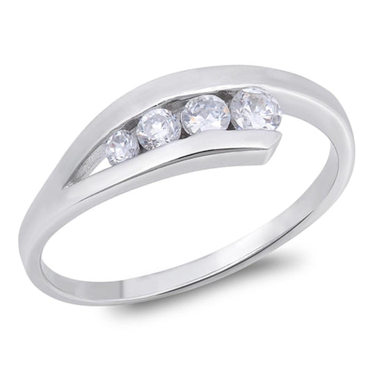 Women's Journey White CZ Wedding Ring New .925 Sterling Silver Band Sizes 5-9