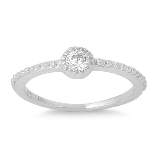 Women's Clear CZ Classic Ball Design Ring .925 Sterling Silver Band Sizes 4-11
