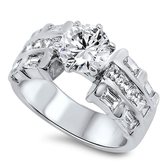 White CZ Polished Elegant Ring New .925 Sterling Silver Thumb Band Sizes 6-9