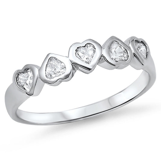 White CZ Polished Heart Love Cute Ring 925 Sterling Silver Thumb Band Sizes 5-10