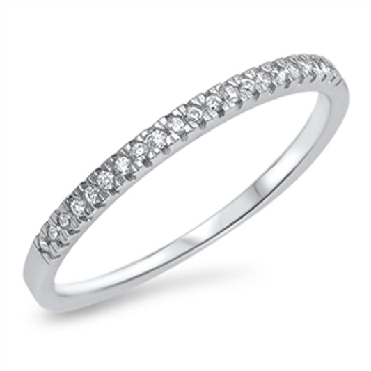 Wedding Band Stackable White CZ Wholesale Ring .925 Sterling Silver Sizes 3-10