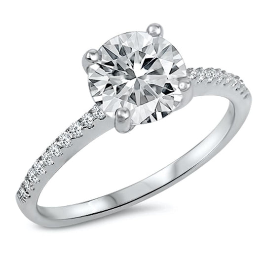 Wedding Solitaire Clear CZ Promise Ring New .925 Sterling Silver Band Sizes 4-12