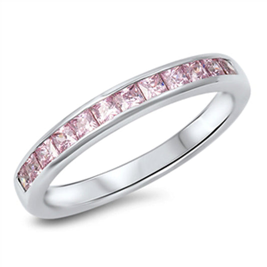 Women's Stackable Pink CZ Wholesale Ring New 925 Sterling Silver Band Sizes 5-10