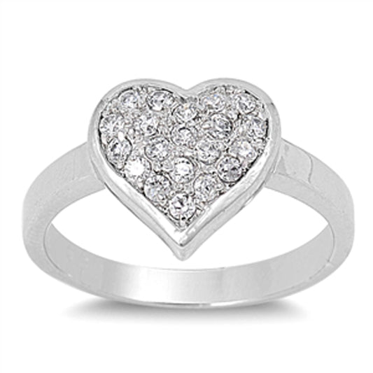 Women's Heart Cluster White CZ Promise Ring .925 Sterling Silver Band Sizes 5-10