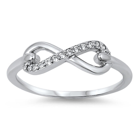 Women's Infinity Clear CZ Promise Ring New .925 Sterling Silver Band Sizes 4-12
