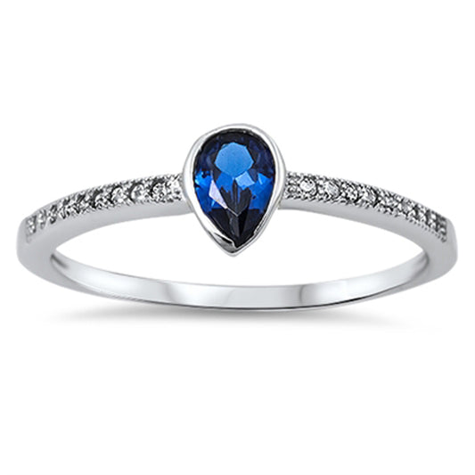 Women's Blue Sapphire CZ Cute Ring New .925 Sterling Silver Band Sizes 5-10