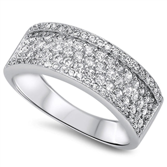 Women's Cluster Clear CZ Classic Ring New .925 Sterling Silver Band Sizes 5-10