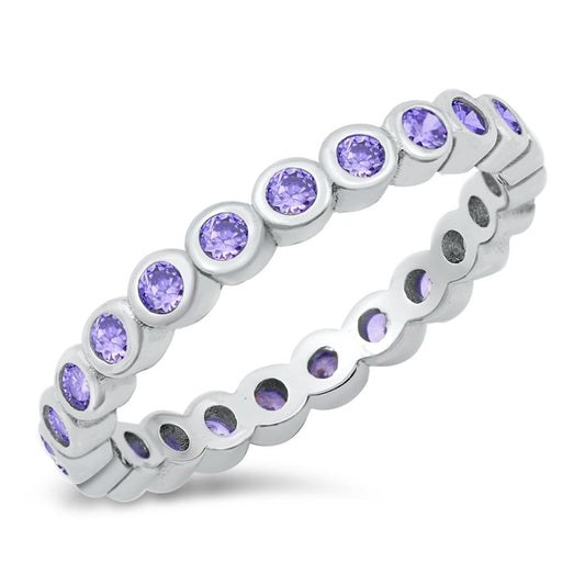 Amethyst CZ Wholesale Eternity Ring New .925 Sterling Silver Band Sizes 5-10
