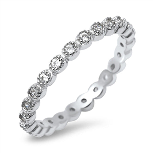 Women's Eternity Band Clear CZ Promise Ring New .925 Sterling Silver Sizes 4-10