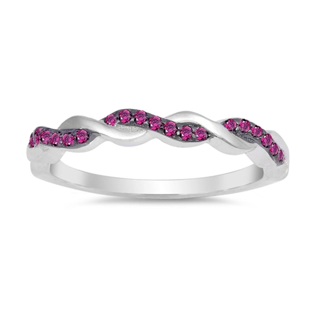 Ruby CZ Bright Infinity Knot Stackable Ring .925 Sterling Silver Band Sizes 4-12