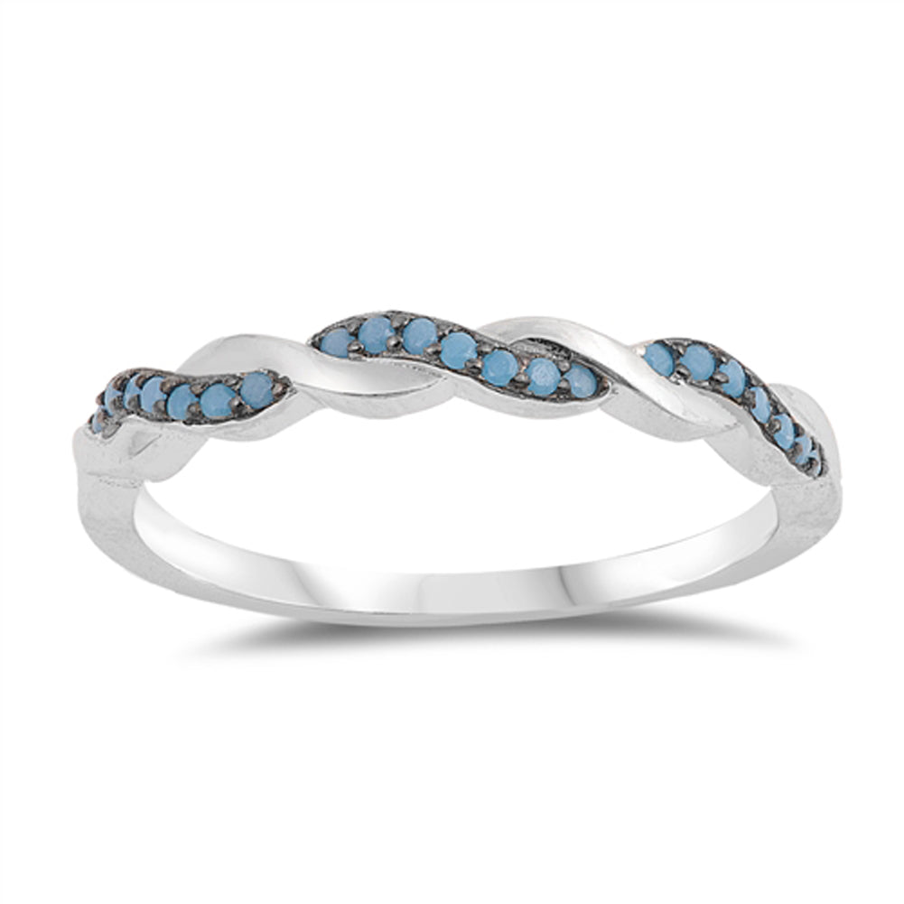 Turquoise Unique Woven Twisted Thumb Ring .925 Sterling Silver Band Sizes 5-10