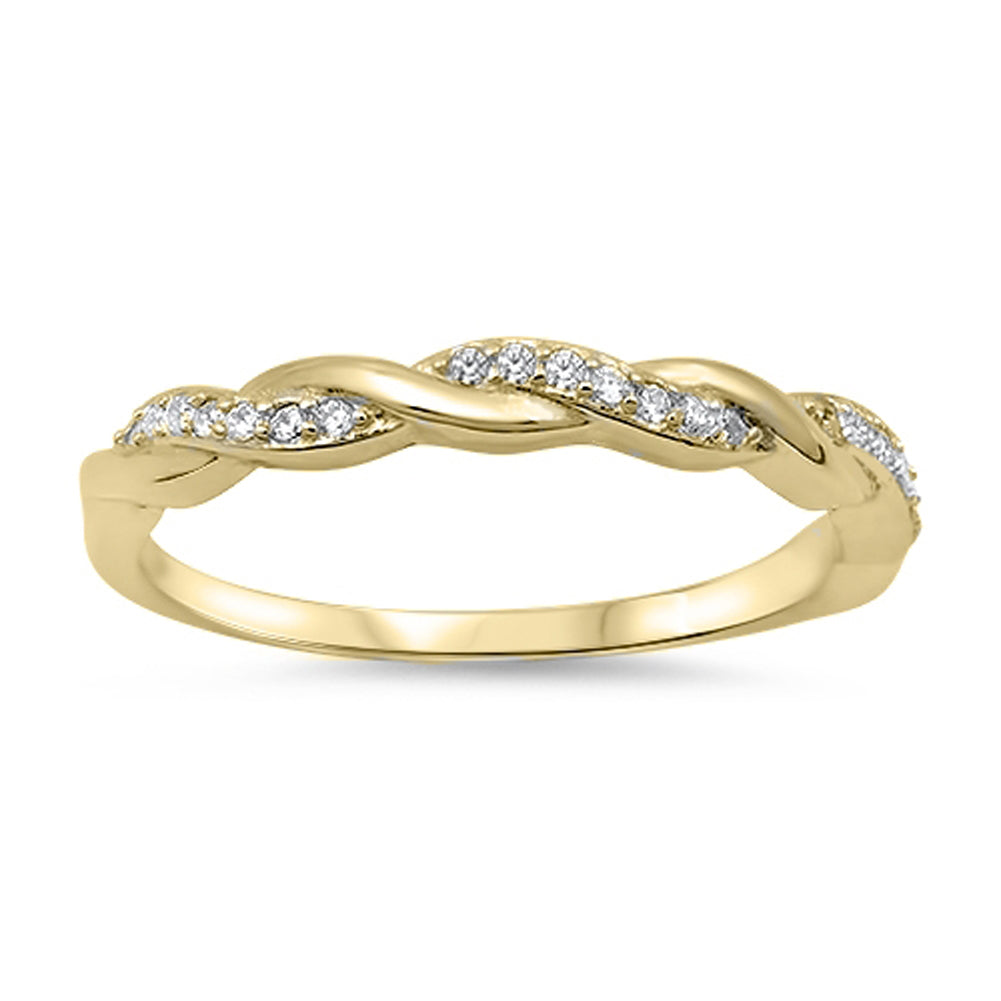 Gold-Tone Twist Knot Ring .925 Sterling Silver Stackable Sizes 4-13