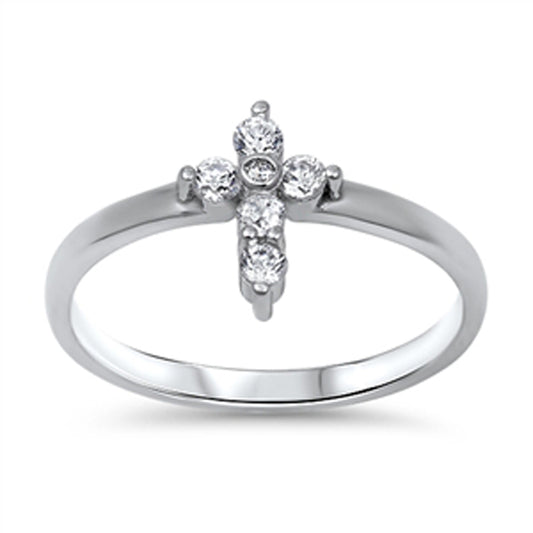 Women's Cross White CZ Wholesale Ring New .925 Sterling Silver Band Sizes 5-10