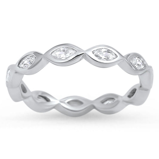 Wave Eternity Eye Fashion Ring .925 Sterling Silver Stackable Band Sizes 5-10