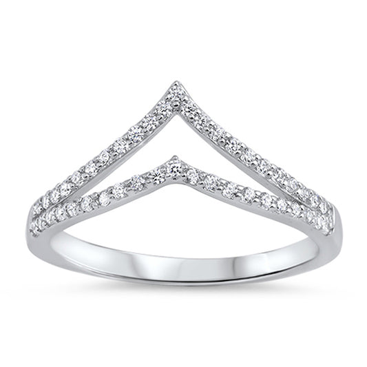 White CZ Open Chevron Micro Pave Thumb Ring .925 Sterling Silver Band Sizes 5-10