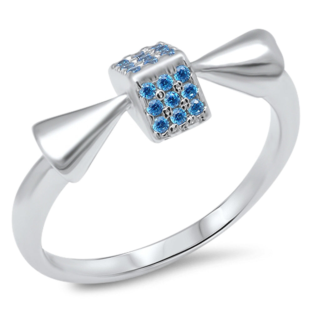 Blue Sapphire CZ Dice Cube Ring New .925 Sterling Silver Toe Band Sizes 2-10