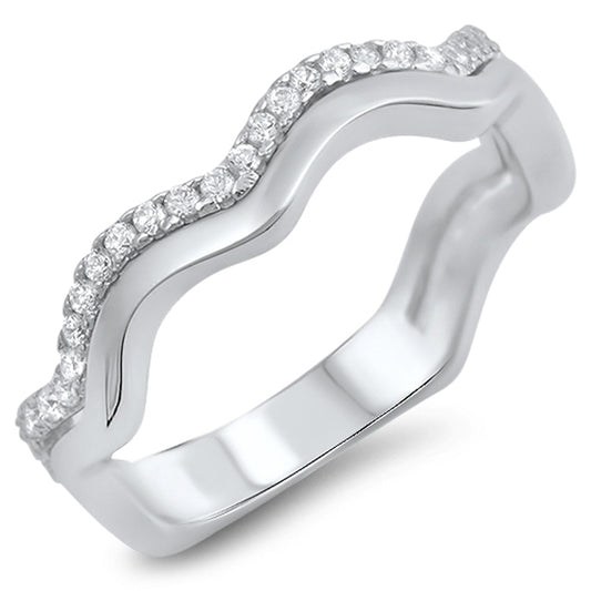 Wave White CZ Cute Thumb Ring New .925 Sterling Silver Band Sizes 5-10