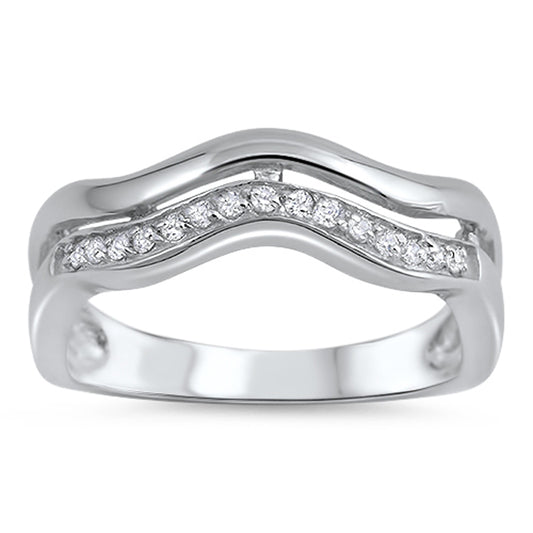 Wave White CZ Unique Cute Ring New .925 Sterling Silver Band Sizes 5-10