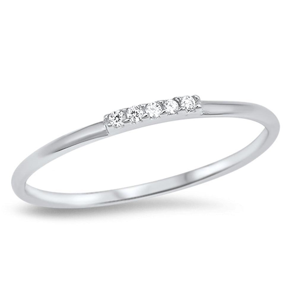 Thin Clear CZ Wedding Ring New .925 Sterling Silver Stackable Band Sizes 3-12