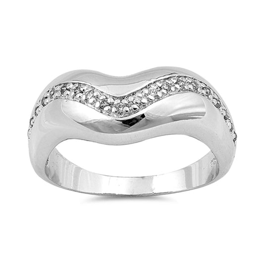 White CZ Beautiful Chevron Thumb Ring New .925 Sterling Silver Band Sizes 6-9