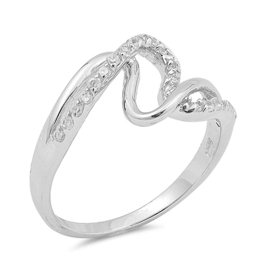 Wave Knot White CZ Promise Ring New .925 Sterling Silver Band Sizes 5-9