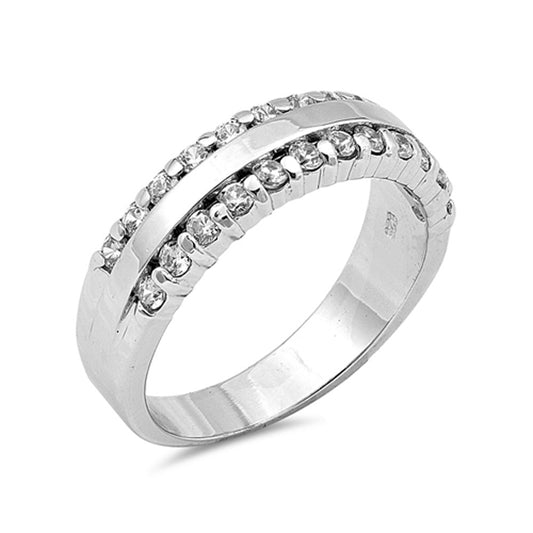 Wedding Clear CZ Fashion Ring New .925 Sterling Silver Band Sizes 7-9