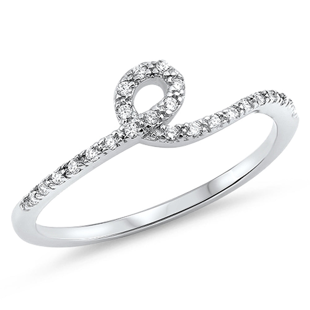 White CZ Love Knot Swirl Promise Ring New .925 Sterling Silver Band Sizes 4-10