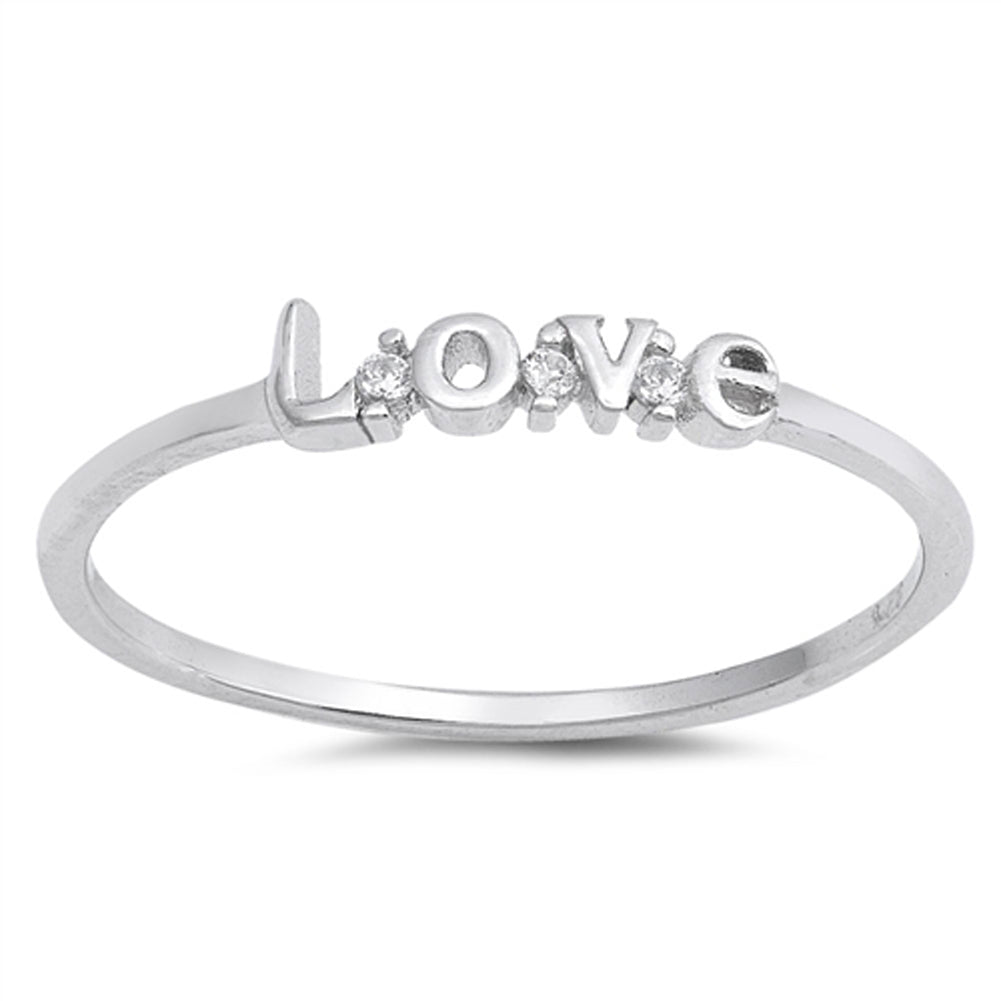 White CZ Promise Love Script Ring New Gift .925 Sterling Silver Band Sizes 3-10