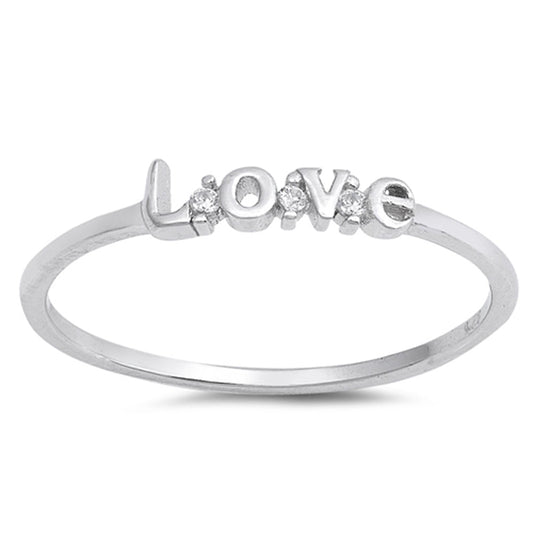 White CZ Promise Love Script Ring New Gift .925 Sterling Silver Band Sizes 3-10