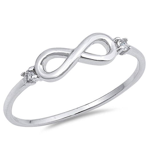 White CZ Fashion Infinity Knot Promise Ring .925 Sterling Silver Band Sizes 4-10
