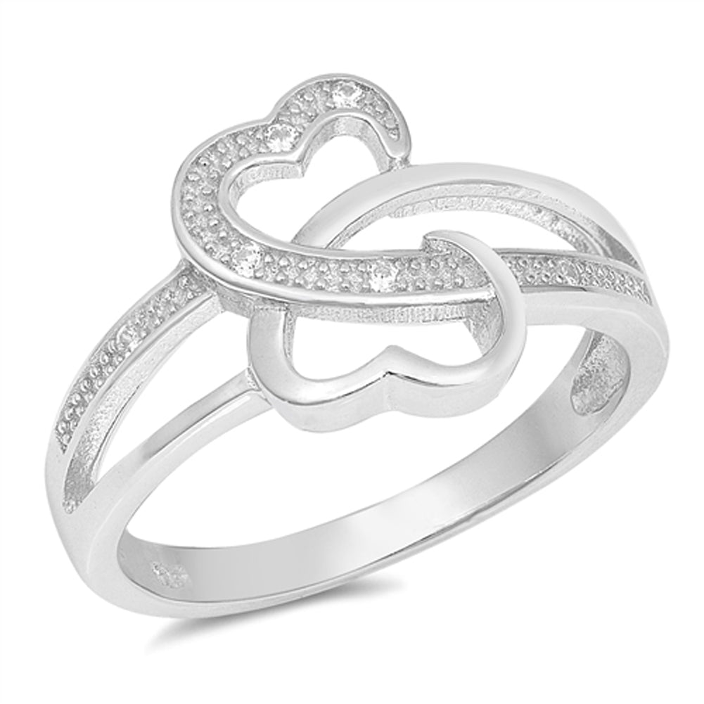Open Infinity Love Heart White CZ Ring New .925 Sterling Silver Band Sizes 4-10