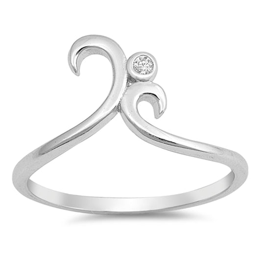 White CZ Solitaire Swirl Statement Ring New .925 Sterling Silver Band Sizes 4-10