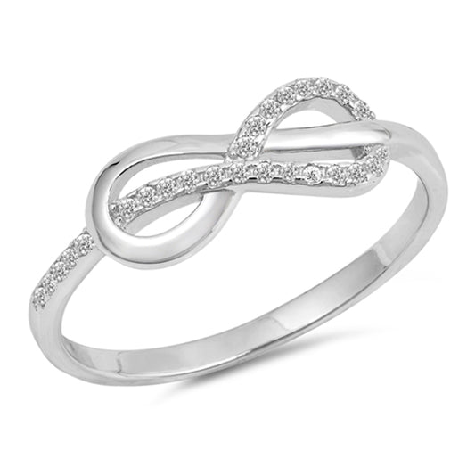 White CZ Infinity Knot Criss Cross Ring New .925 Sterling Silver Band Sizes 4-10