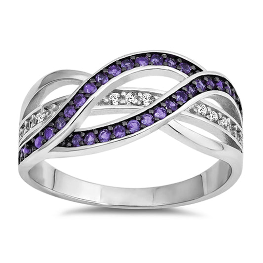 Amethyst CZ Braided Knot Statement Ring New .925 Sterling Silver Band Sizes 4-12