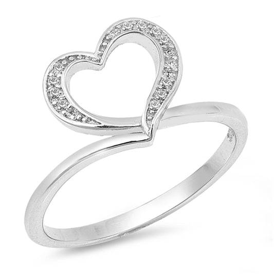White CZ Criss Cross Heart Knot Promise Ring 925 Sterling Silver Band Sizes 4-10