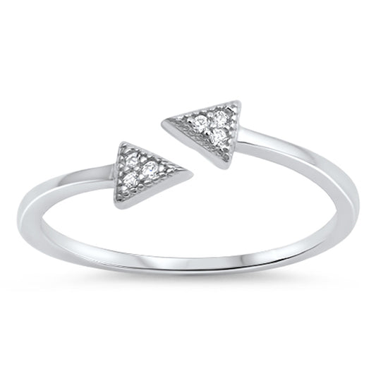White CZ Pointed Arrow Open Criss Cross Ring 925 Sterling Silver Band Sizes 4-10