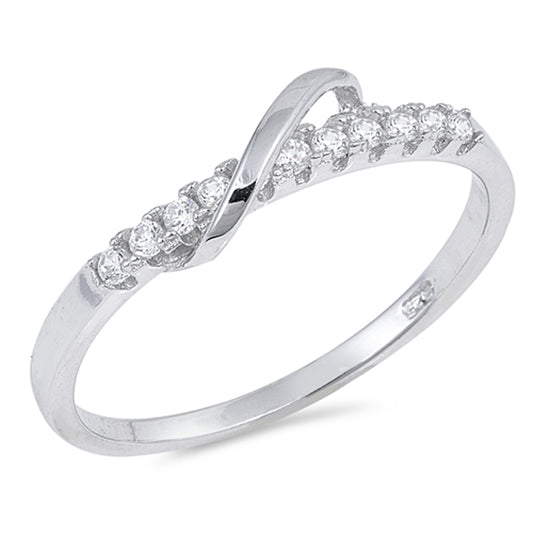 White CZ Infinity Love Knot Wedding Ring New 925 Sterling Silver Band Sizes 4-10
