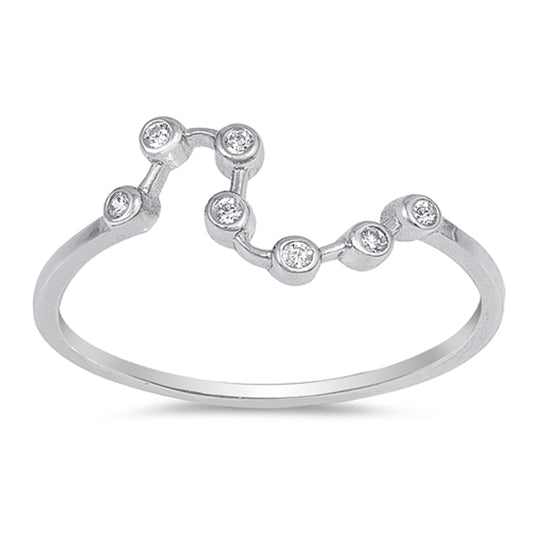 White CZ Constellation Chain Link Ring New .925 Sterling Silver Band Sizes 4-10