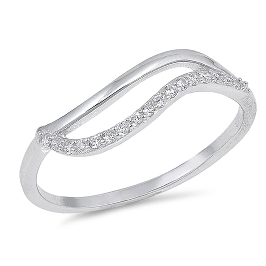White CZ Filigree Wave Open Loop Knot Ring .925 Sterling Silver Band Sizes 4-10