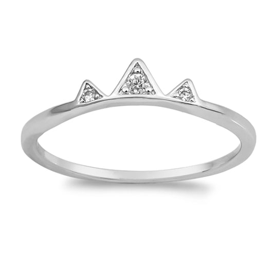 White CZ Small Tiara Crown Princess Ring New 925 Sterling Silver Band Sizes 4-10