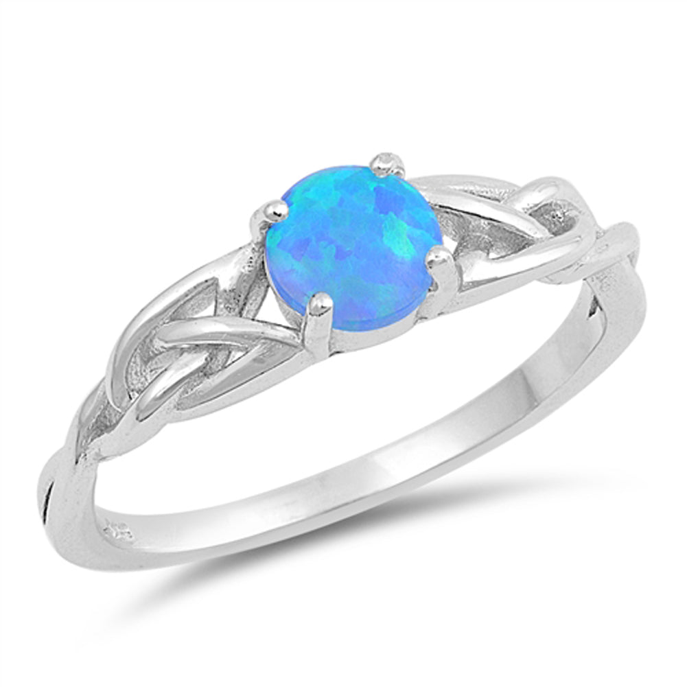 Blue Lab Opal Celtic Woven Criss Cross Ring New Sterling Silver Band Sizes 4-10