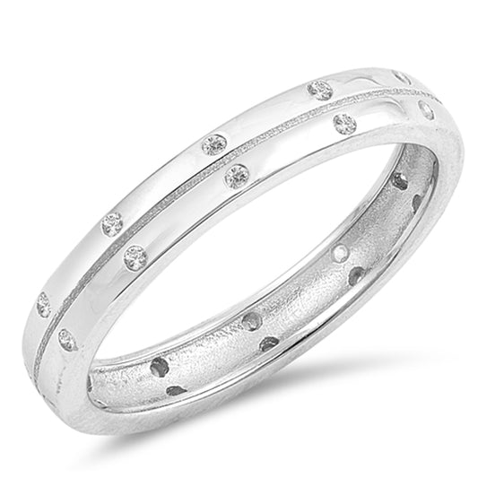 White CZ Eternity Simple Elegant Thumb Ring .925 Sterling Silver Band Sizes 5-10